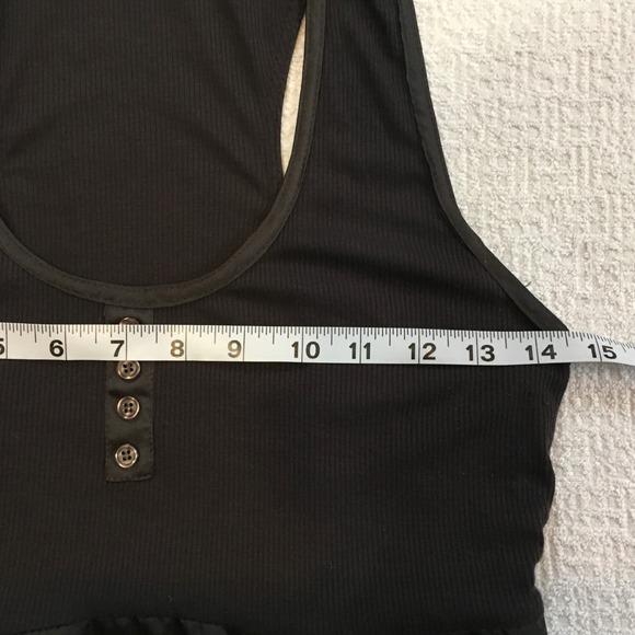 Milla Black Ribbed Tank Top Dress with Satin Skirt Cargo Pockets Size L - Picture 5 of 6